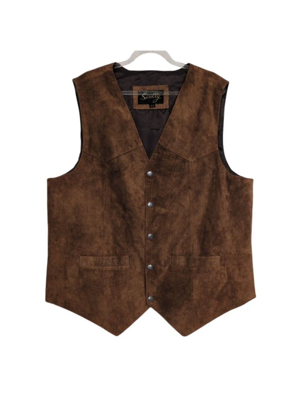 Vintage Scully Suede Vest Mens Tall Size Large Brown Western Cowboy Rodeo